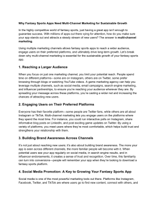 Why Fantasy Sports Apps Need Multi-Channel Marketing for Sustainable Growth