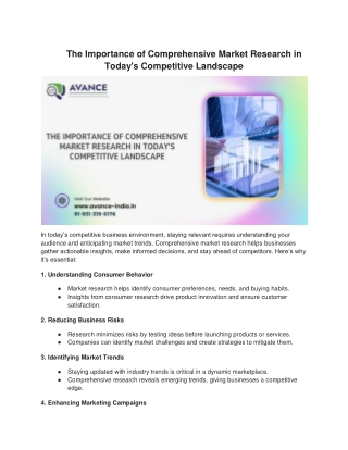 The Importance of Comprehensive Market Research in Today's Competitive Landscape