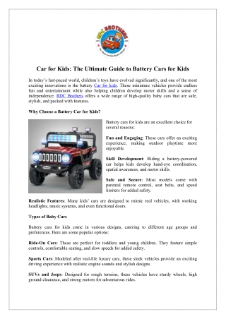 Shop Car for Kids - RDC Brothers