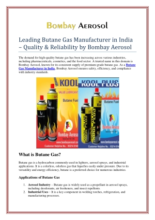 Leading Butane Gas Manufacturer in India – Quality & Reliability by Bombay Aeros