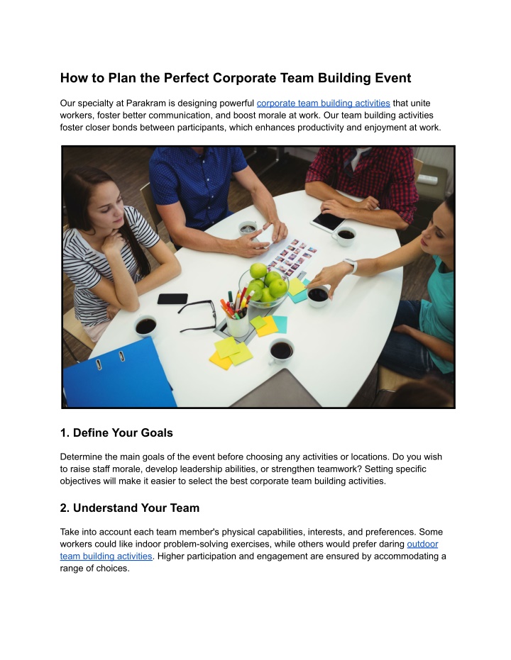 how to plan the perfect corporate team building