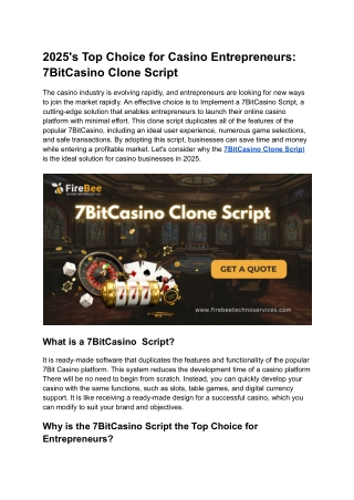 2025's Top Choice for Casino Entrepreneurs_ 7BitCasino Clone Script