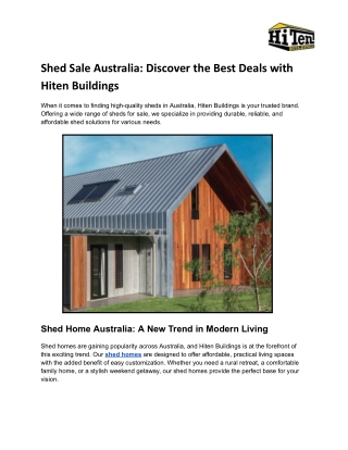 Shed Sale Australia_ Discover the Best Deals with Hiten Buildings