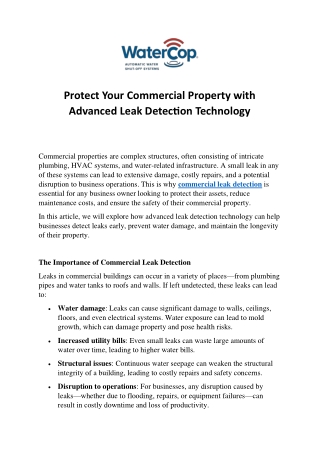 Protect Your Commercial Property with Advanced Leak Detection Technology