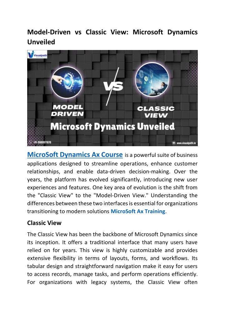 model driven vs classic view microsoft dynamics