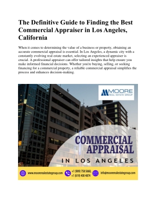 The Definitive Guide to Finding the Best Commercial Appraiser in Los Angeles California