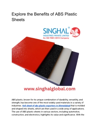 Explore the Benefits of ABS Plastic Sheets