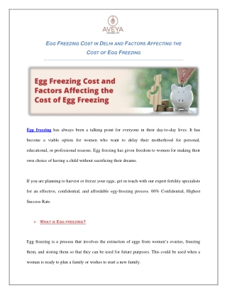 Affordable Egg Freezing Cost in Delhi – Preserve Your Fertility Today