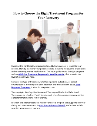 How to Choose the Right Treatment Program for Your Recovery