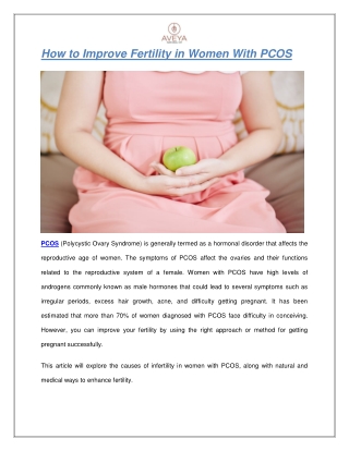 How To improve Fertility In Women With PCOS