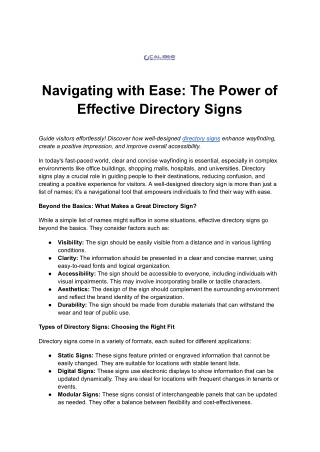 Navigating with Ease_ The Power of Effective Directory Signs