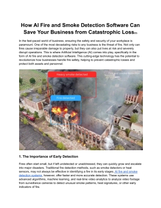 how ai fire and smoke detection software can save