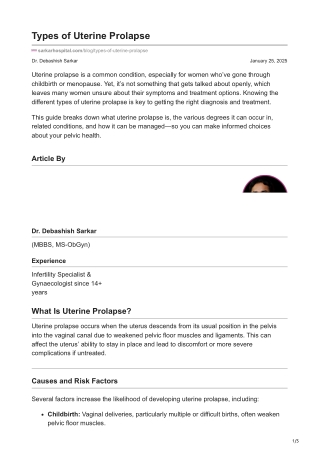 Types of Uterine Prolapse