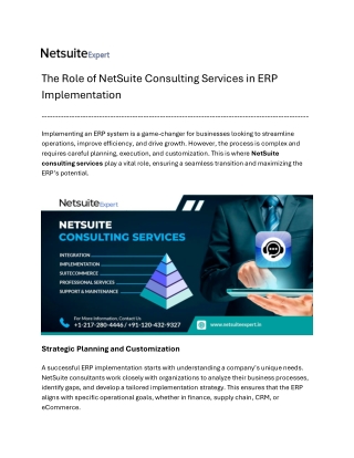 The Role of NetSuite Consulting Services in ERP Implementation