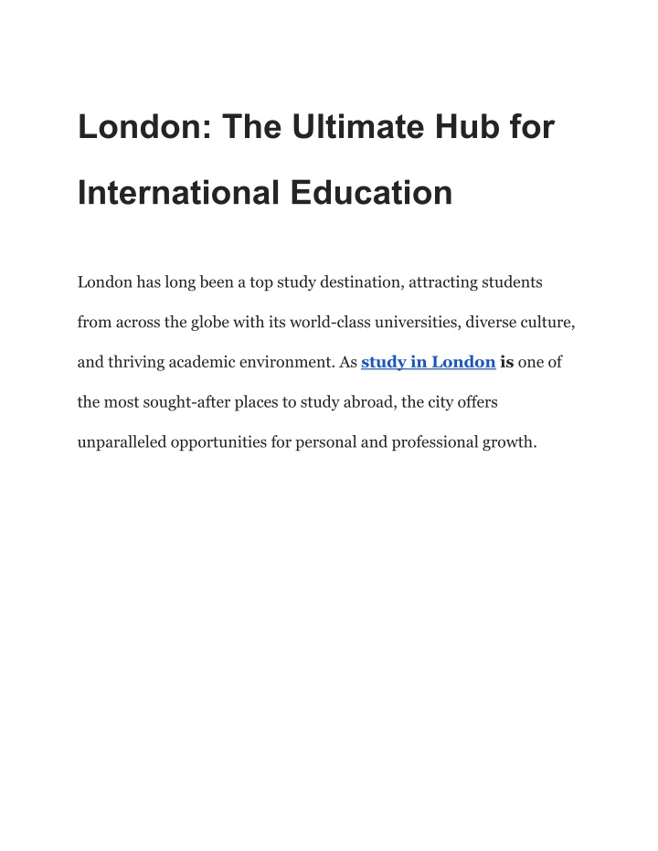 london the ultimate hub for