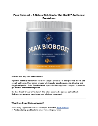 Peak Bioboost – A Natural Solution for Gut Health