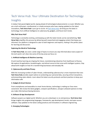tech verse hub your ultimate destination