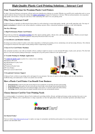 high quality plastic card printing solutions