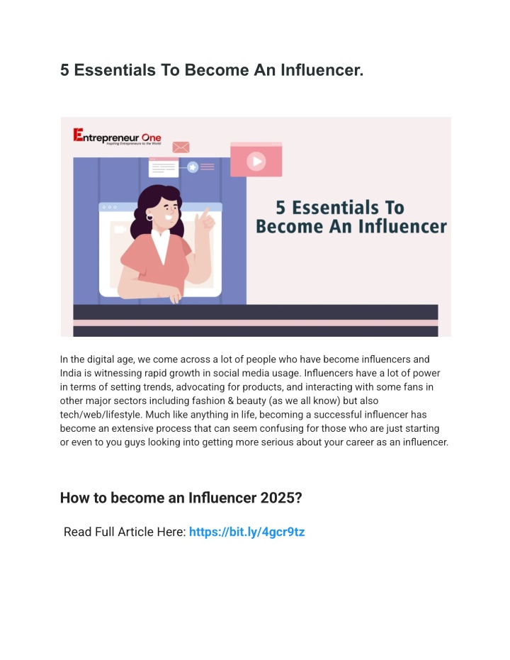 5 essentials to become an influencer