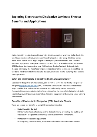 Exploring Electrostatic Dissipative Laminate Sheets | Greenlam Laminates