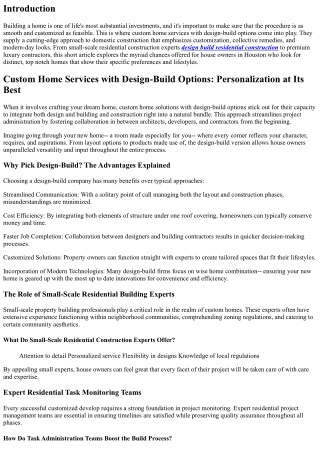 Custom Home Services with Design-Build Options: Customization at Its Ideal