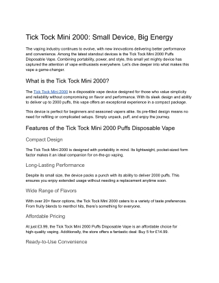 tick tock mini 2000 small device big energy