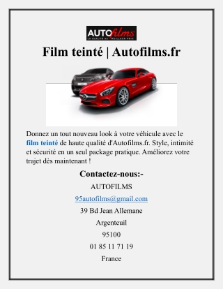 Film teinté Autofilms.fr