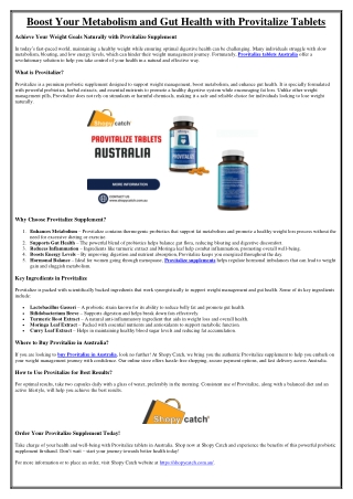 Boost Your Metabolism and Gut Health with Provitalize Tablets