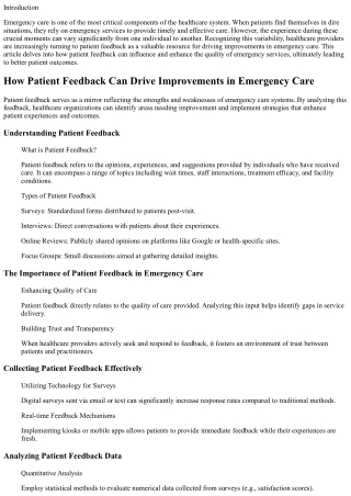 “How Patient Feedback Can Drive Improvements in Emergency Care”