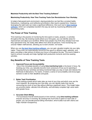 Maximize Productivity with the Best Time Tracking Software