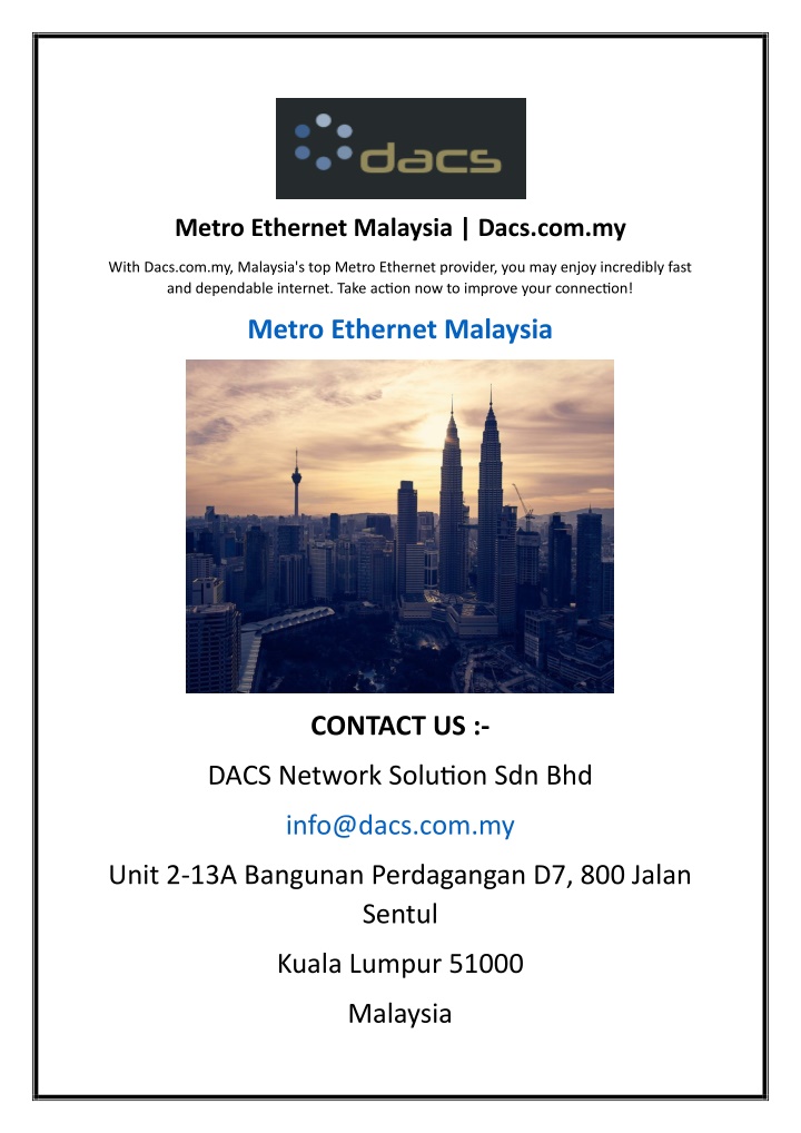 metro ethernet malaysia dacs com my