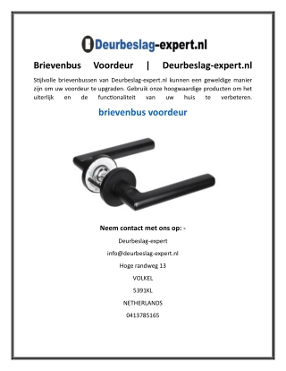 Brievenbus Voordeur  Deurbeslag-expert.nl