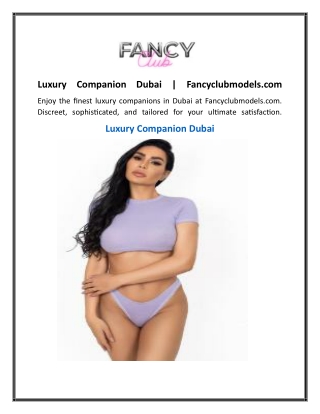 Luxury Companion Dubai  Fancyclubmodels.com