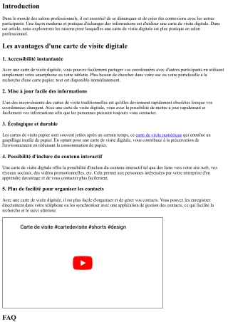 Les raisons pour lesquelles une carte de visite digitale est plus pratique en sa