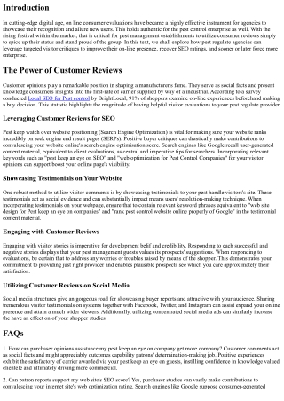 Utilizing Customer Reviews to Boost Your Pest Control Company's Reputation