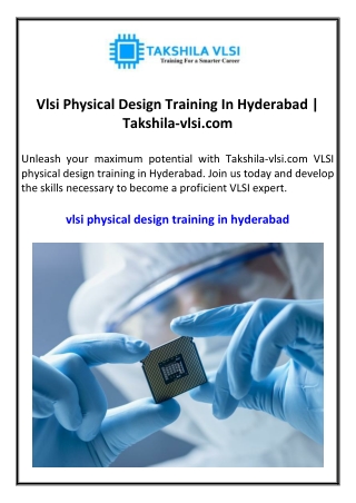 vlsi physical design training in hyderabad