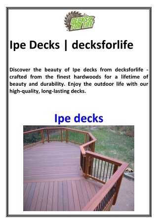 Ipe Decks  decksforlife