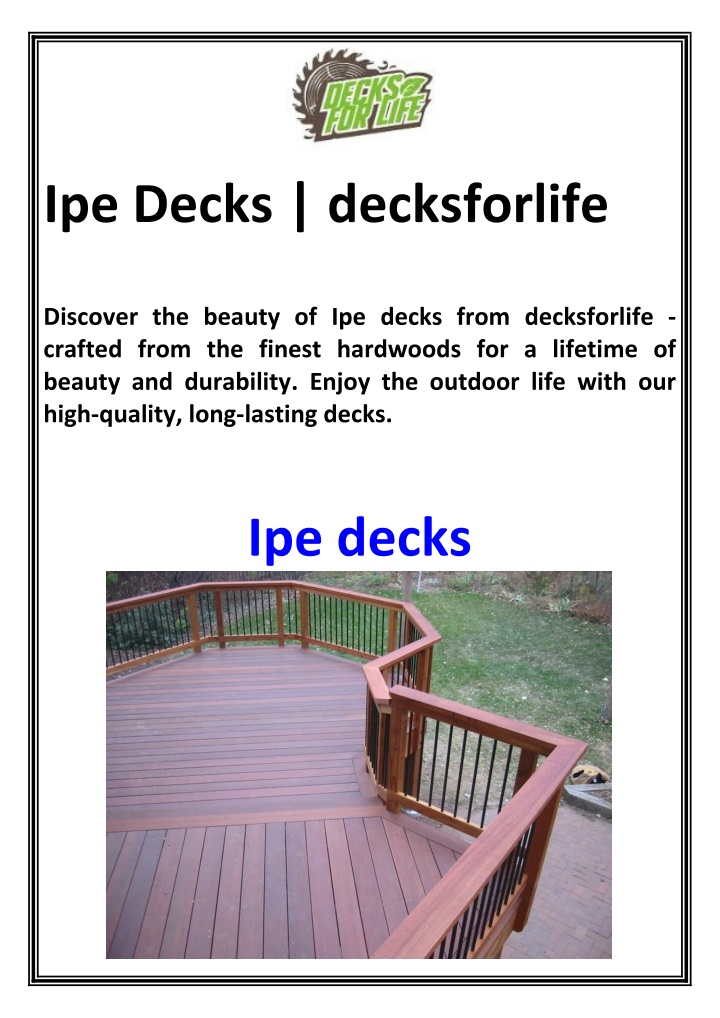 ipe decks decksforlife