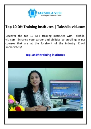 top 10 dft training institutes takshila vlsi com