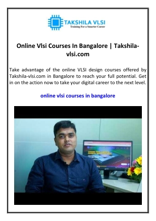 online vlsi courses in bangalore takshila vlsi com