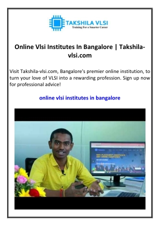online vlsi institutes in bangalore takshila vlsi