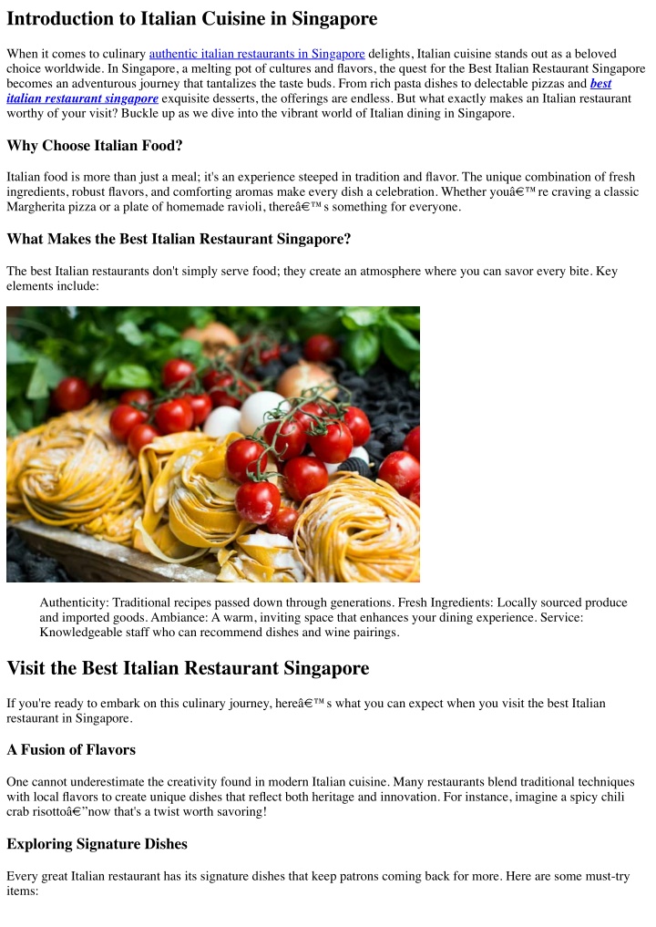 introduction to italian cuisine in singapore