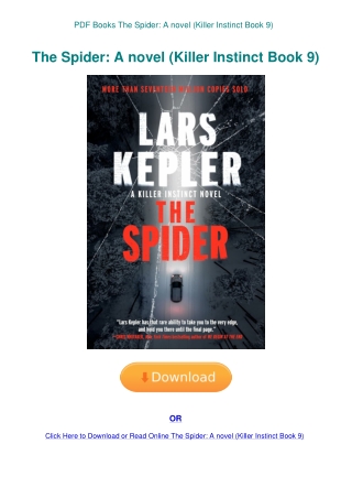 PDF Books The Spider A novel (Killer Instinct Book 9)