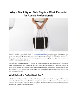 why a black nylon tote bag is a work essential