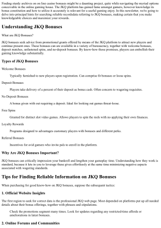 finding sturdy archives on on line casino bonuses