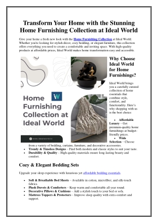 Transform Your Home with the Stunning Home Furnishing Collection at Ideal World
