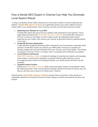 how a dental seo expert in chennai can help