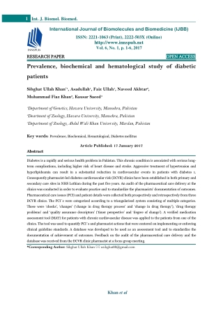 Prevalence, biochemical and hematological study of diabetic patients