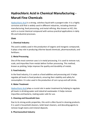 Hydrochloric Acid in Chemical Manufacturing - Maruti Fine Chemicals (2)