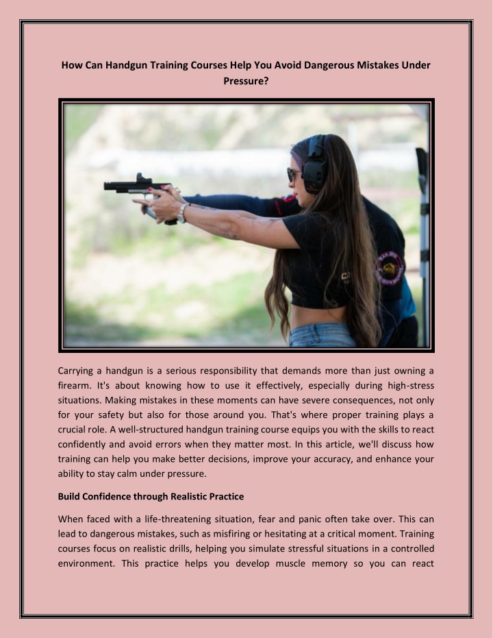 how can handgun training courses help you avoid